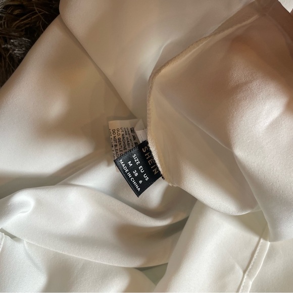 SHEIN- SZ M White Asymmetrical Neck Blouse - Picture 6 of 7